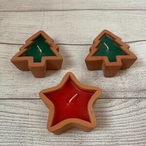 Canterbury Candles Vintage Terracotta Tree and Star Candle Set of 3 Christmas